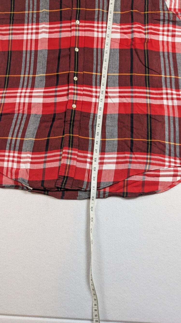 Ruff Hewn Red and Gray Plaid Long Sleeve Button-Up Shirt - Picture 6 of 6